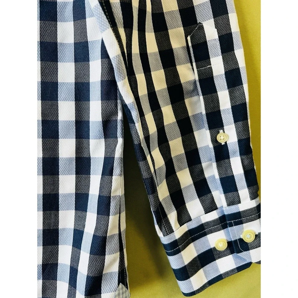 Banana Republic Shirt Mens Small Blue Check Plaid Long Sleeve Camden Fit